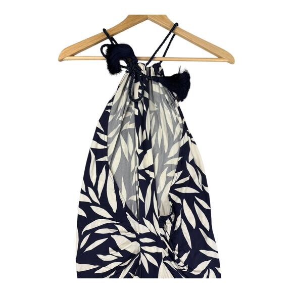 YaYa & Co Women's Open- Back Halter Maxi Dress Mermaid Style Sz Small Navy/White - Picture 12 of 13